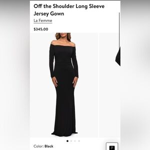 La Femme | Off the Shoulder Long Sleeve Jersey Gown